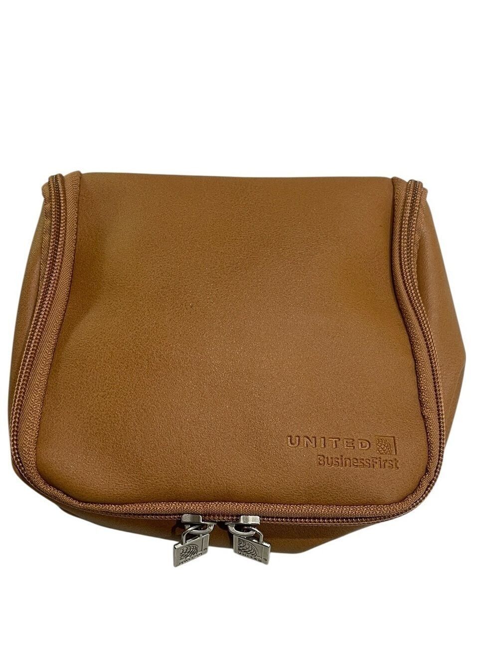 NWT Vintage United First Business Class Cowshed Amenity Bag Camel Tan